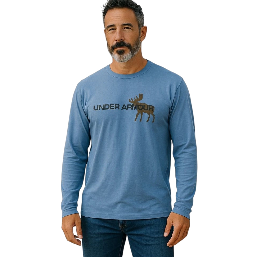 Under Armour Men's Blue Elk Hunting Graphic Long Sleeve T-Shirt - Outdoor